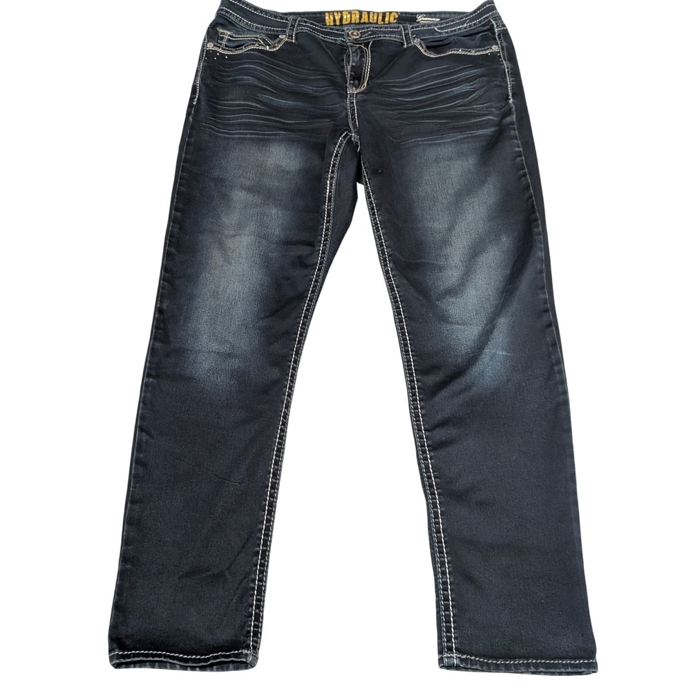 Hydraulic Jeggings Women 16 Dark Blue Gramercy Original  Contrast Stitch Studs